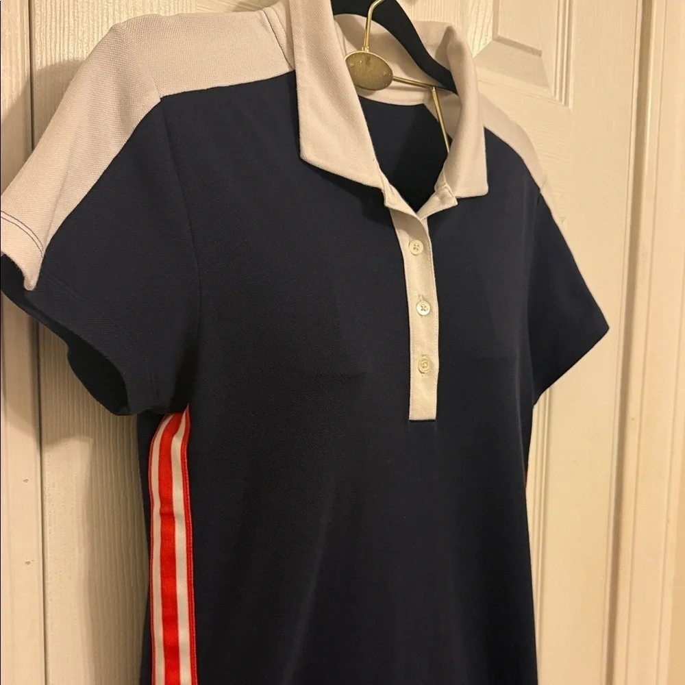Tory Burch, Tory Sport Navy Dress with White and Red Stripes